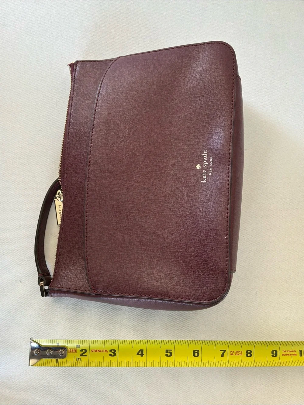 Kate Spade Adel Medium Top Zip Crossbody Bag Cherrywood Burgundy Leather